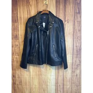 Gap Faux Leather Moto Jacket Black New with Tags Size XL Tall